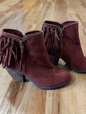 Not Rated Women’s Suede Fringe Ankle Boot - Brown Size 6 1/2